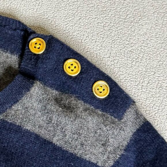 Bloomingdale's Women's Pure 100%Cashmere Sweater in Blue Grey Stripe Size L - Picture 14 of 16